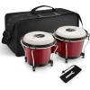 imageEastar Bongo Drums 6 and 7 Wood Percussion Instrument Bongos for Kids Adults Beginners Natural Finish EBO1Red