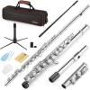 imageEastar Closed Hole 16 Keys Flute for Beginner Kids Student with Cleaning Kit Stand Case Gloves Tuning Rod Nickel EFL1Nickel