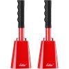 imageEastar Cow Bell with Handle 2 Pack Cowbells for Sporting Events 10 Inch Cowbells Noise Makers Cheering Bell for Football Games Stadiums Halloween Gifts Blackred
