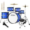 imageEastar Drum Set for Kids  16 inch 5Piece Drum Kit for Beginners with Adjustable Throne and Cymbal Pedal ampamp Drumsticks Metallic Blue EDS350MBEBlue