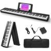 imageEastar EP10 Beginner Foldable Digital Piano 88 Key Full Size Semi Weighted Keyboard Bluetooth Portable Electric Piano with Piano Bag