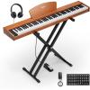 imageEastar EP80 Piano Keyboard 88 Keys Full Size Electric Keyboard Piano with VelocitySensitive Key Portable Beginner Digital Piano Bundle Piano Stand Sustain Pedal Music Stand and Headphones Brown