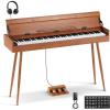 imageEastar EUP100 88 Key Weighted Keyboard Piano FullSize Home Digital Piano for Beginner with Cover Headphone Music Stickers ThreePedal Wireless Conection Recording MIDI  Retro Wood Color