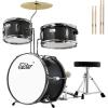 imageEastar Kids Drum Set 14 3PieceBeginners Drum Kit with Throne Cymbal Pedal ampamp Two Drumsticks Christmas Gift For Child age 39 Years Black