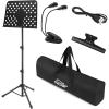 imageEastar Metal Music Stand for Sheet Music Book and Note Laptop Guitar Portable Music Stand Kit Adjustable from 23 to 61 with LED Light Music Clip Holder Carrying Bag Black