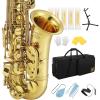 imageEastar Student Alto Saxophone E Flat for Beginner Sax Full Kit with Carrying Case Mouthpiece Straps Reeds Stand Golden Lacquer ASGold