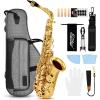 imageEastar Student Alto Saxophone E Flat for Beginner Sax Full Kit with Carrying Case Mouthpiece Straps Reeds Stand Golden Lacquer ASGolden Lacquer