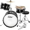 imageKids Drum Set 16 inch 3Piece Junior Drum Kit for Starter Beginners Ages 38 Including Throne Cymbal Pedal ampamp Drumsticks Mirror Black EDS285B