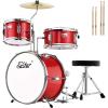 imageKids Drum Set Eastar 3Piece for Beginners 14 inch Drum Kit with Adjustable Throne Cymbal Pedal ampamp Two Pairs of Drumsticks Junior Drum Set with Bass Tom Snare Drum Metallic Sky BlueRed