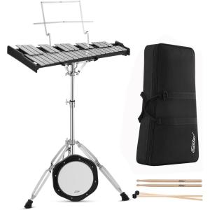imageEastar Advanced 32 Note Glockenspiel Xylophone Bell Kit Beginner Students Percussion Kit with 8 Drum Practice Pad Adjustable Stand Glockenspiel Stick Drum Sticks and Carrying BagProfessional 32 Note