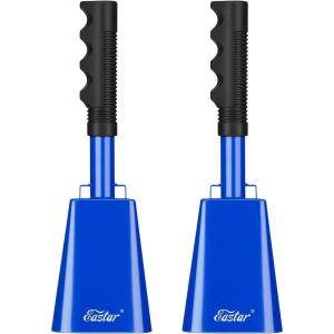 imageEastar Cow Bell with Handle 2 Pack Cowbells for Sporting Events 10 Inch Cowbells Noise Makers Cheering Bell for Football Games Stadiums Halloween Gifts Blackblue