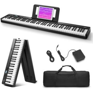 imageEastar EP10 Beginner Foldable Digital Piano 88 Key Full Size Semi Weighted Keyboard Bluetooth Portable Electric Piano with Piano Bag