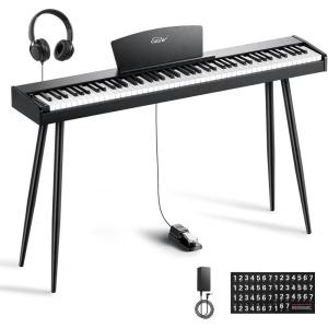 imageEastar EUP80 Digital Piano 88 Key VelocitySensitive Keyboard FullSize Electric Piano Keyboard for Beginner Upright Keyboard Piano Bundle Music Stand Pedal Headphones and Stickers
