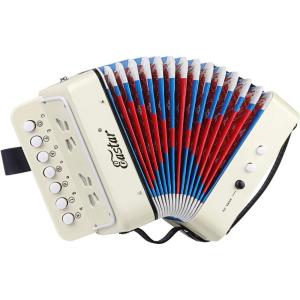 imageEastar Kids Accordion Toy Accordian Mini Musical Instruments 10 Keys Button for Child Children Kids Toddlers Beginners Whitewhite