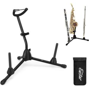 imageEastar Saxophone Stand Portable Alto Sax Stand Includes 2 Detachable Pegs for FluteClarinet with Storage Bag 3 in 1 EST004 Black