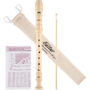 imageEastar Soprano Recorder Instrument for Kids Beginner German Fingering C Key 3 Piece with Cleaning Kit Thumb Rest Cotton Bag Fingering Chart ERS21GSB Sky Blue SchoolApprovedWoonden
