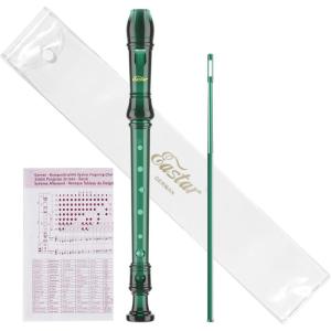 imageEastar Soprano Recorder Instrument for Kids Beginner German Fingering C Key 3 Piece with Cleaning Kit Thumb Rest Cotton Bag Fingering Chart ERS21GSB Sky Blue SchoolApprovedGreen