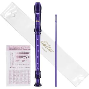 imageEastar Soprano Recorder Instrument for Kids Beginner German Fingering C Key 3 Piece with Cleaning Kit Thumb Rest Cotton Bag Fingering Chart ERS21GSB Sky Blue SchoolApprovedPurple
