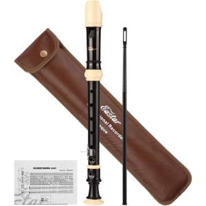 imageEastar Soprano Recorder Instrument for Kids Beginner German Fingering C Key 3 Piece with Cleaning Kit Thumb Rest Cotton Bag Fingering Chart ERS21GSB Sky Blue SchoolApprovedBrown