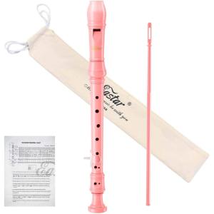 imageEastar Soprano Recorder Instrument for Kids Beginner German Fingering C Key 3 Piece with Cleaning Kit Thumb Rest Cotton Bag Fingering Chart ERS21GSB Sky Blue SchoolApprovedLight Pink