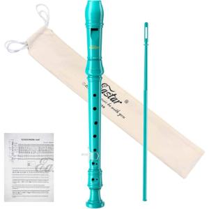 imageEastar Soprano Recorder Instrument for Kids Beginner German Fingering C Key 3 Piece with Cleaning Kit Thumb Rest Cotton Bag Fingering Chart ERS21GSB Sky Blue SchoolApprovedLake Blue