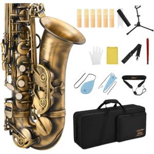 imageEastar Student Alto Saxophone E Flat for Beginner Sax Full Kit with Carrying Case Mouthpiece Straps Reeds Stand Golden Lacquer ASAntique Finish Bronze