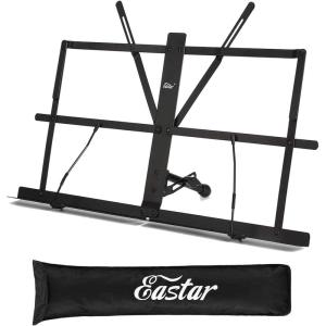 imageEastar Tabletop Music Stand for Sheet Music ESMF3 Table Top Desktop Book Stand Folding Portable Sheet Music Stand Adjustable Travel Music Holder Lightweight with Carrying Bag Black