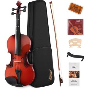 imageEastar Violin 44 Full Size for Adults Violin Set for Beginners with Hard Case Rosin Shoulder Rest Bow and Extra Strings Imprinted Finger Guide on Fingerboard EVA2Glossy