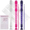 imageEastar Soprano Recorder Instrument for Kids Beginners German fingering C Key Recorder Set 3 Piece with Cleaning Kit Storage Bag Fingering Chart ERS3G1 SchoolApproved Transparent Pink Purple