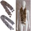 imageWinter Fashion Warm Long Genuine Rabbit Fur Ball Women Scarf Shawl Wraps 124x105 cm Natural BrownNatural Brown