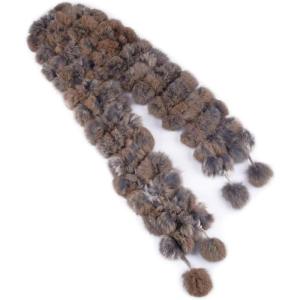 imageWinter Fashion Warm Long Genuine Rabbit Fur Ball Women Scarf Shawl Wraps 124x105 cm Natural BrownNatural Brown