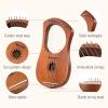imageDonner Lyre Harp 7 Metal Strings Mahogany Body and Bone Saddle DLH001 Lyre Harp for Beginner Kids with Tuning Wrench Spare String Set Black Gig Bag Manual Ancient Greece Style7 Strings
