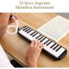imageEastar 32 Key Melodica Instrument Keyboard Soprano Air Piano with 2 Double Mouthpieces Tube Carrying Bag Black32 Key