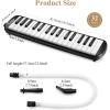 imageEastar 32 Key Melodica Instrument Keyboard Soprano Air Piano with 2 Double Mouthpieces Tube Carrying Bag Black32 Key